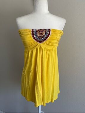 Double Zero Bright Yellow Strapless Tunic